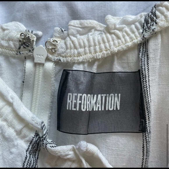 Reformation Bogata Linen Midi Dress in Black Licorice Size 0 - Picture 7 of 7